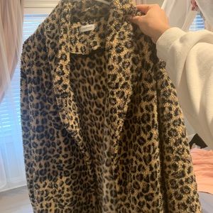 Calvin Klein leopard teddy coat